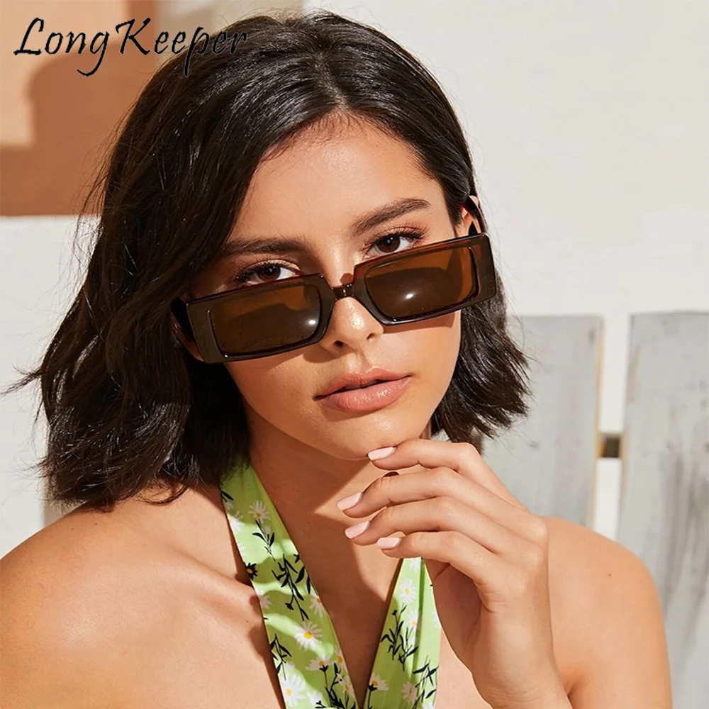 

Женские солнцезащитные очки в ретро-стиле Longkeeper, узкие прямоугольные солнцезащитные очки в винтажной оправе с градиентными линзами, 2020