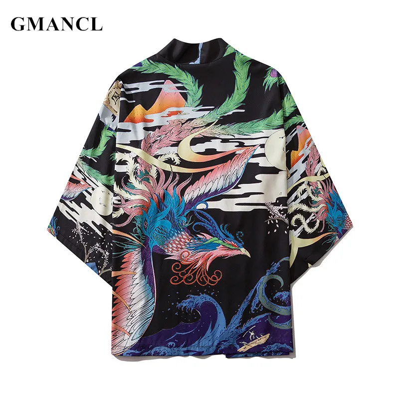 Новинка Мужская свободная уличная одежда в японском стиле с принтом и рукавом до