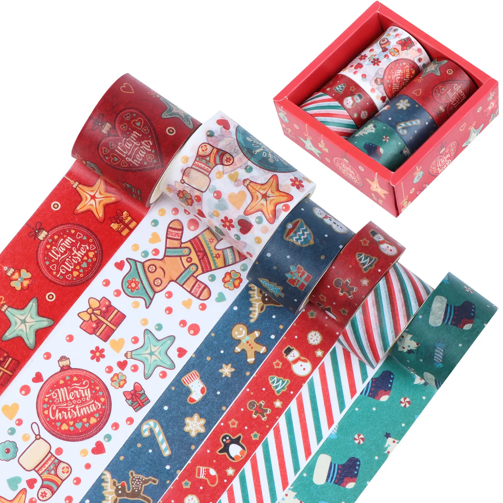 

6 Rolls Merry Christmas Masking Washi Tape set Holiday gift Decorative Adhesive Tape Decora Diy Scrapbooking Sticker Label