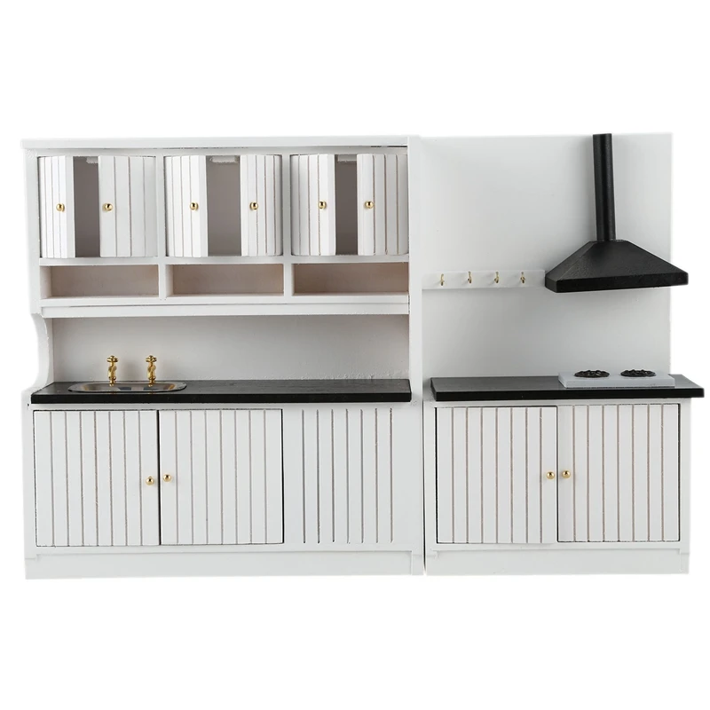 

1/12 Dollhouse Miniature 4-Panel Exterior Wooden Door with 1:12 Dollhouse Miniature Furniture Wooden Kitchen Set