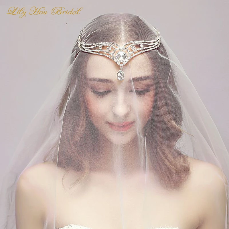 

2020 Sparkly Bridal Headpiece Heart-shaped Crystals Head Chain Jewelry Wedding Forehead Headband for Brides