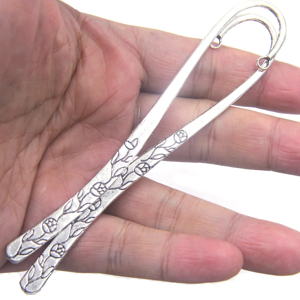 10 шт. резные закладки для книг серебристые розы 122 мм|silver tone|jewelry bookmarkerbookmark findings |