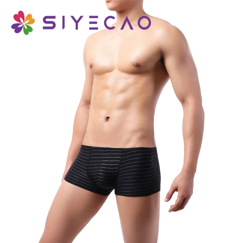 

Sexy Fashion Men's Panties Boxer Male Underwear Striped Men's Shorts Breathable Comfortable Underwear Low Waist Boxer Shorts
