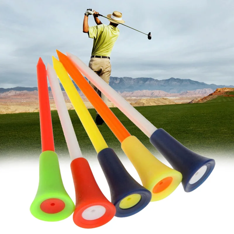 

100 Pcs/pack Plastic Golf Tees Multi Color 72mm Durable Rubber Cushion Top Golf Tee Golf Accessories