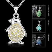 new penguin angel pendant glow in glow necklace pendant with copper stainless steel chain as a gift jewelry accessory