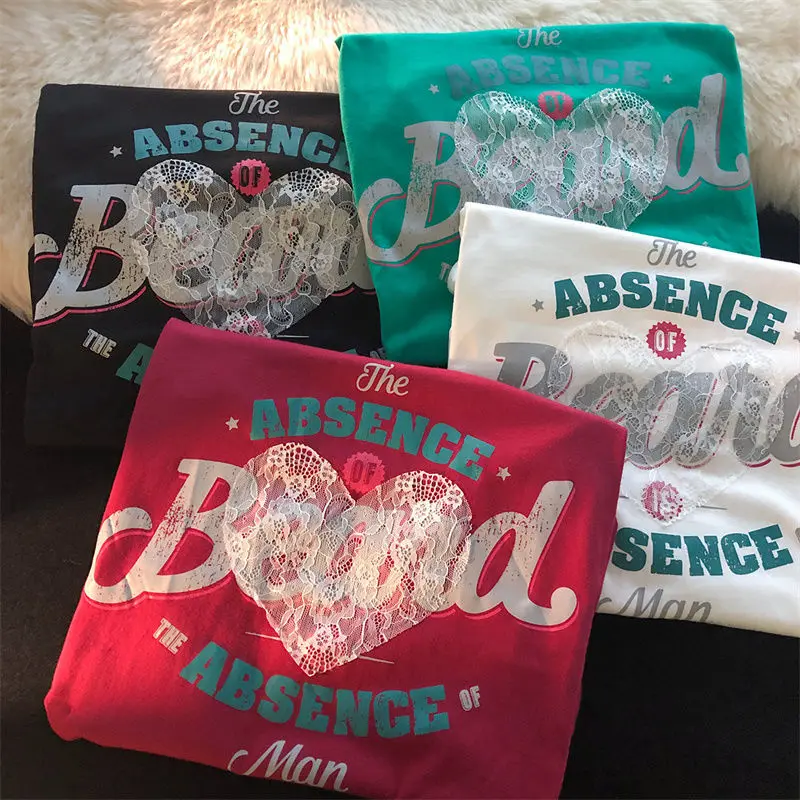 Белое кружевное платье в винтажном стиле С принтом виде букв женские футболки