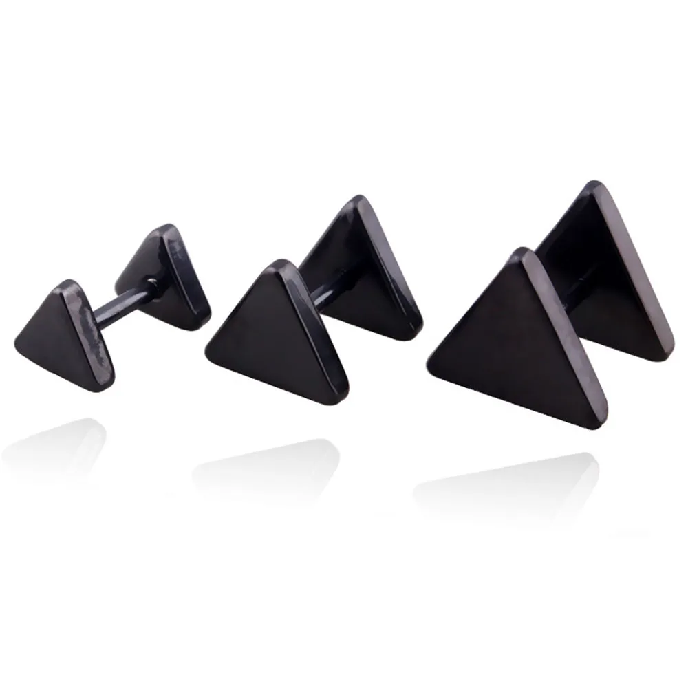 

Triangle Ear Stud Earrings Fashion Jewelry Stainless Steel Black Earrings Luxury Jewelry Stud Earrings for Women Men