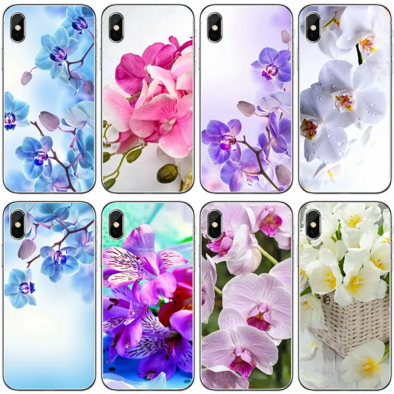 Цветной Мягкий силиконовый чехол с цветами орхидеи для iPhone 6 6plus 7 8plus 5 5S 5C SE X XS XR