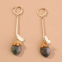long natural stone resin acrylic vintage dangle earrings for women butterfly drop earrings friend wedding jewelry wholesale