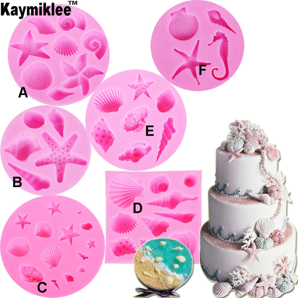 

C200 3D Shell Conch UV Resin Silicone Molds Fondant Cake Decorating Tools Cupcake Chocolate Gumpaste Epoxy Moulds 6PCS/SET