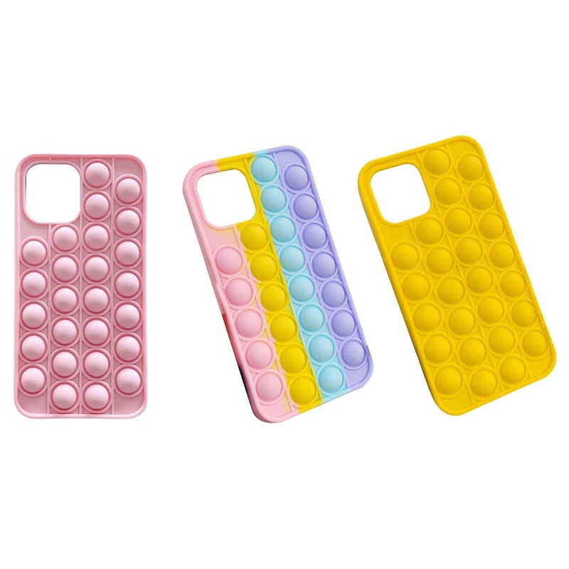 

Decompression Peas Cartoon Playgame Phone Case for iPhone 12 12 Pro Max Mini Relieve Stress Soft Silicone Rubber Bear Case