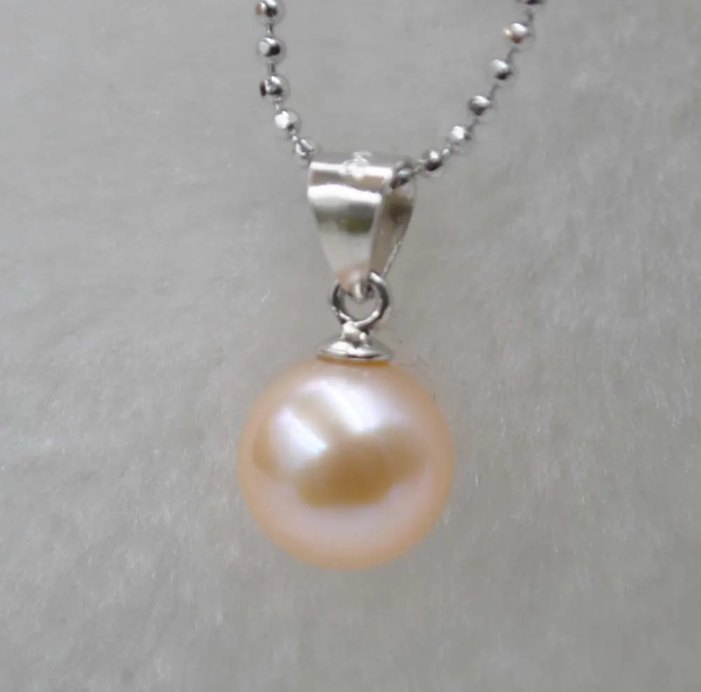 

AAA 8.5mm round natural pink genuine pearl pendant jewelry for women