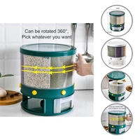 large capacity pp dust proof 6 grid large cereal holder rotating rice dispenser rice storage container for home