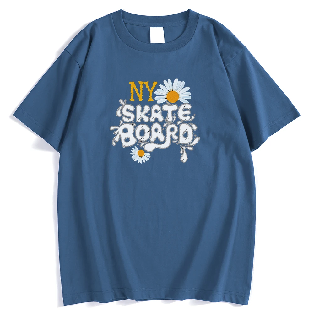 Мужские футболки Ny с принтом скейтборда и хризантемы уличные спортивные