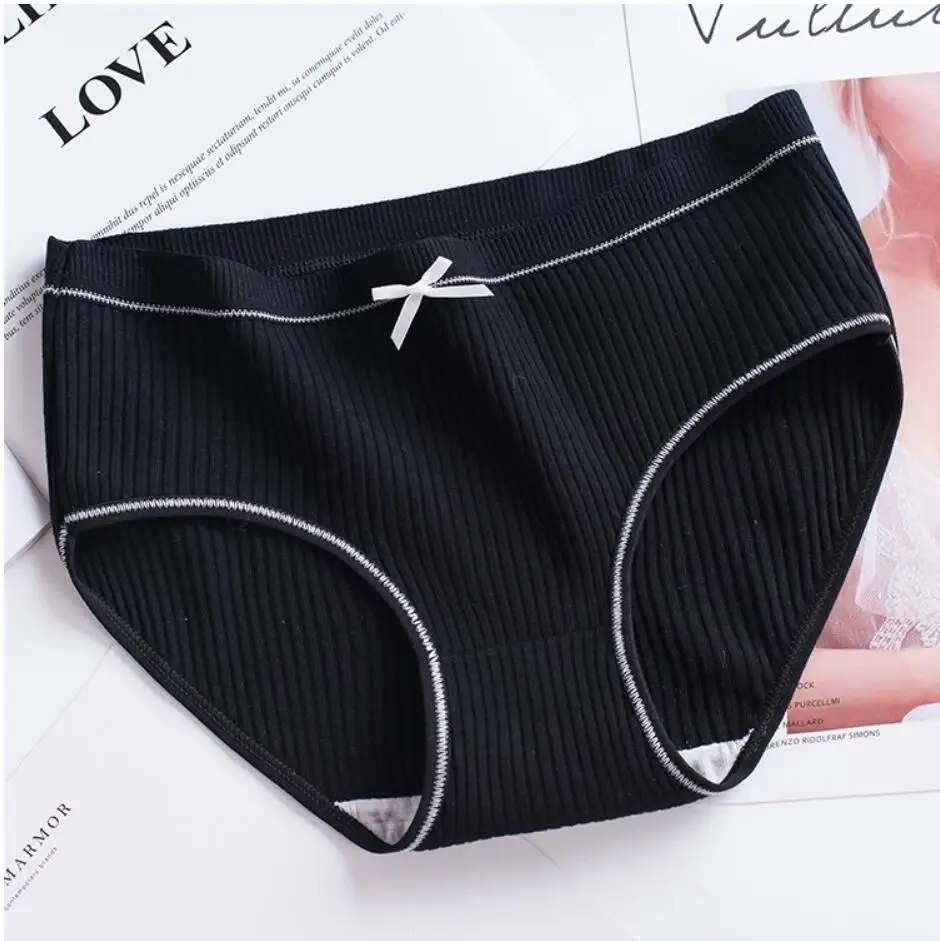 

3Pcs/lot Top Quality Lovely Solid striped Ladies Women Panties cotton Underwear Underpants Briefs for Girls