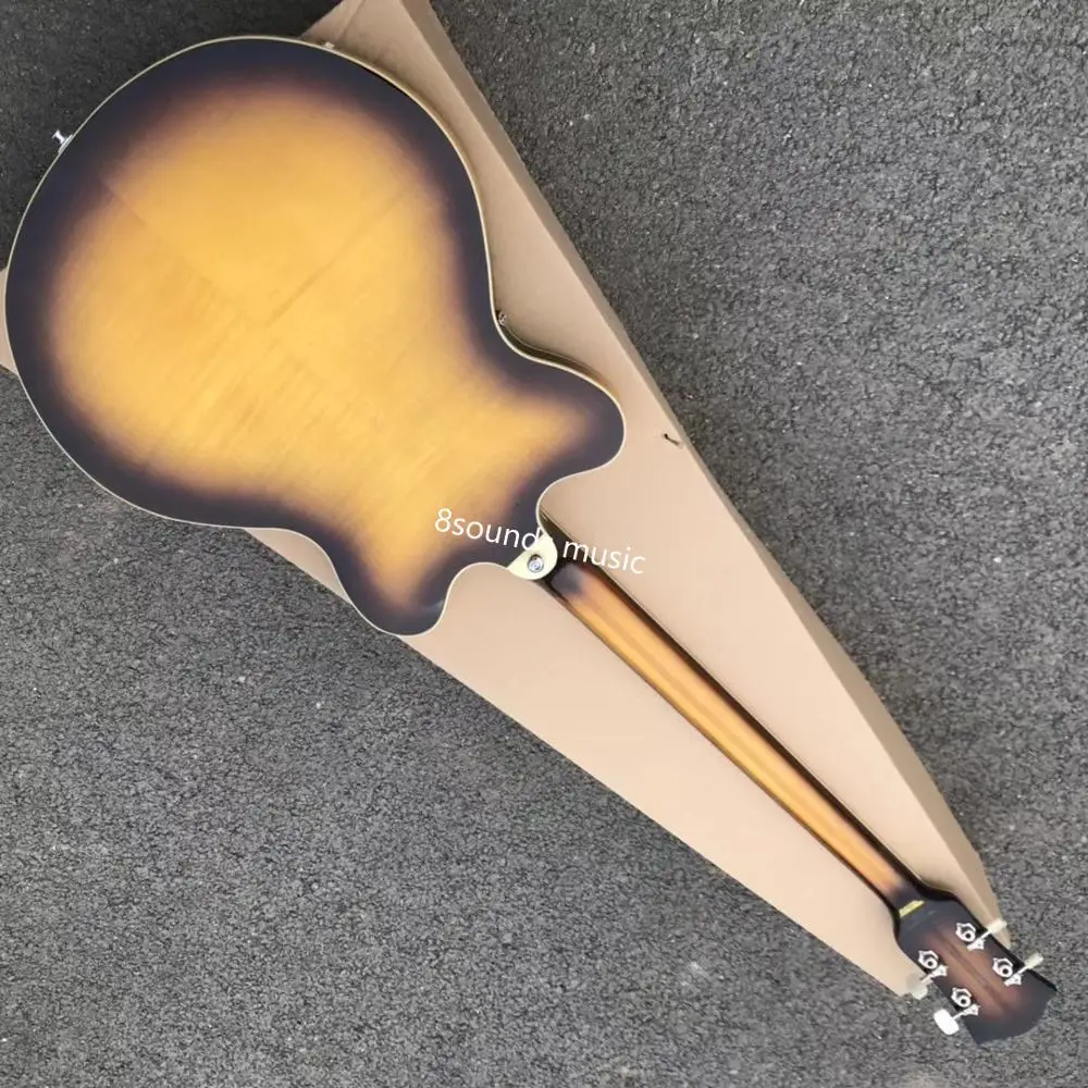 Бесплатная доставка тонкие басы винтажные SUNBURST Hofner Verythin бас серия 7 полые джаз