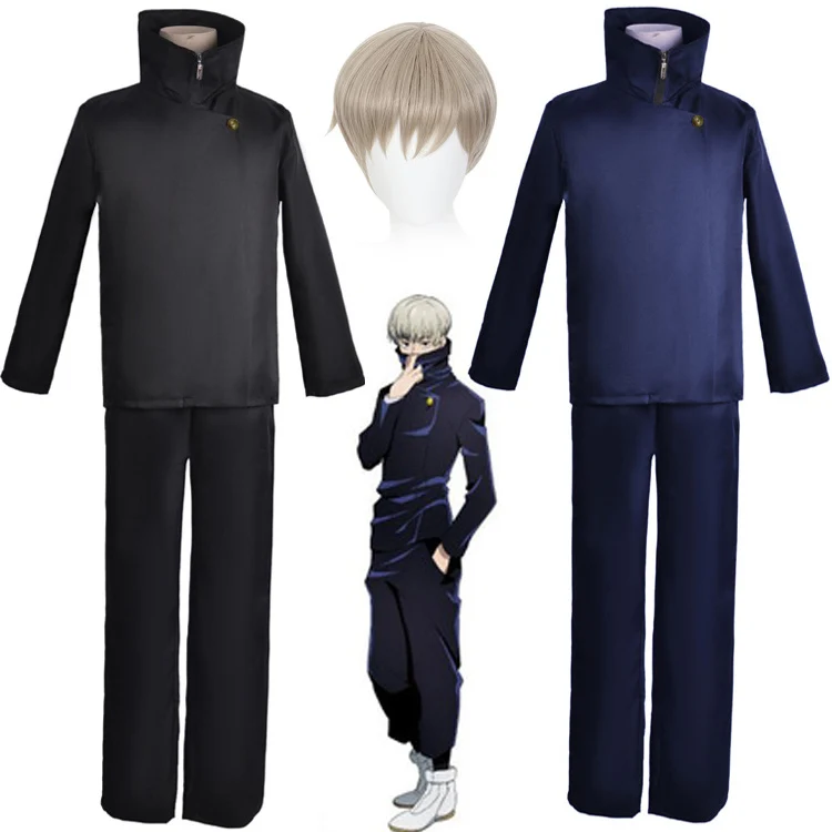 

Anime JUJUTSU KAISEN Cosplay Toge Inuma Cosplay Costumes White Wig Top Pants Black Blue Halloween Party High School Uniform Set