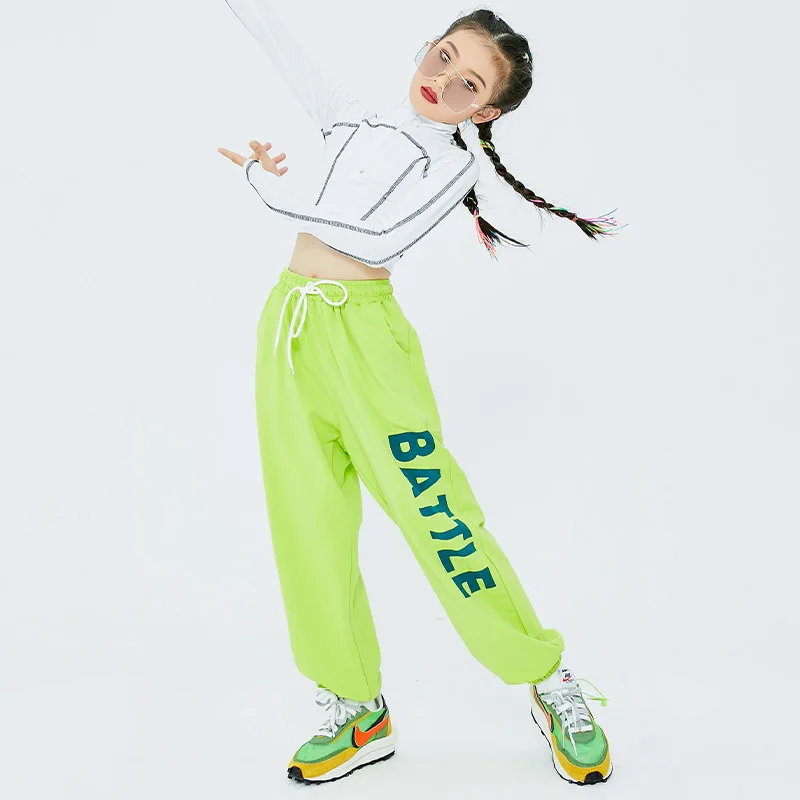 

2021 Hip Hop Dance Clothing For Girls Jazz Practice Sweatshirt Pants Long Sleeves Children Street Dance Show Stage Wear