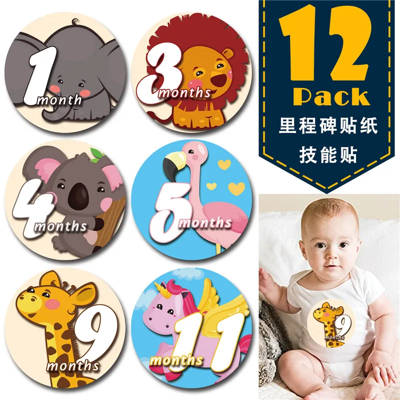 12 шт./компл. наклейка на месяц для малышей студийный дом новорожденных памятные