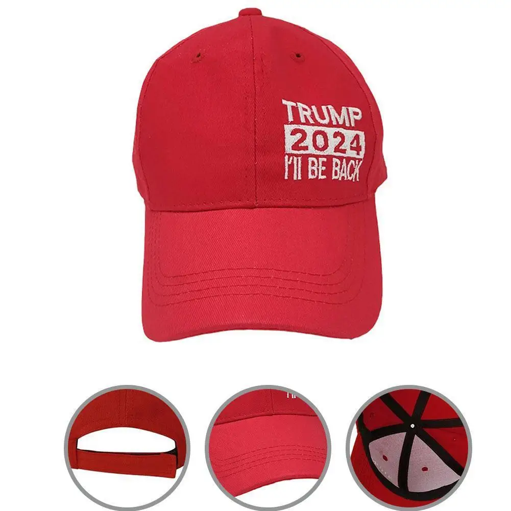 

New Simple Design Trump 2024 Cap Baseball Caps I'll Be Back Hat Adjustable Sun Hat Outdoor Baseball Caps