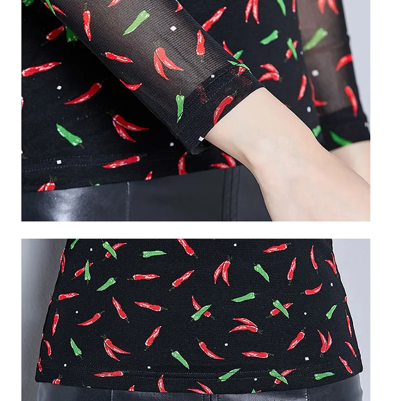 

LJSXLS 2021 Fashion Black Polka Dot Thin Tops T Shirt Women Slim Long Sleeve Female Tee Shirt Spring Summer Clothes For Women