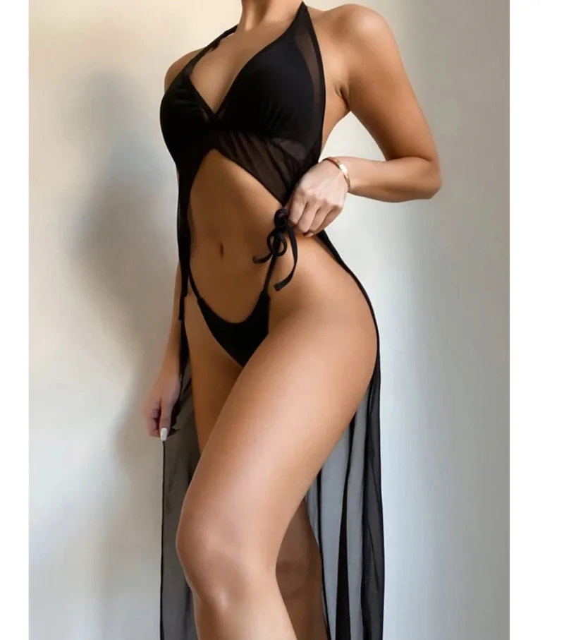 Sexy Холтер комплект из двух штук набор Монокини Для женщин Biquini 2021 на шнуровке
