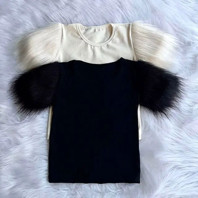 Conjuntos de ropa para ni&ntilde;as de 2 a 8 a&ntilde;os, camisetas lisas de manga corta de piel, Tops, faldas acampanadas con botones-5