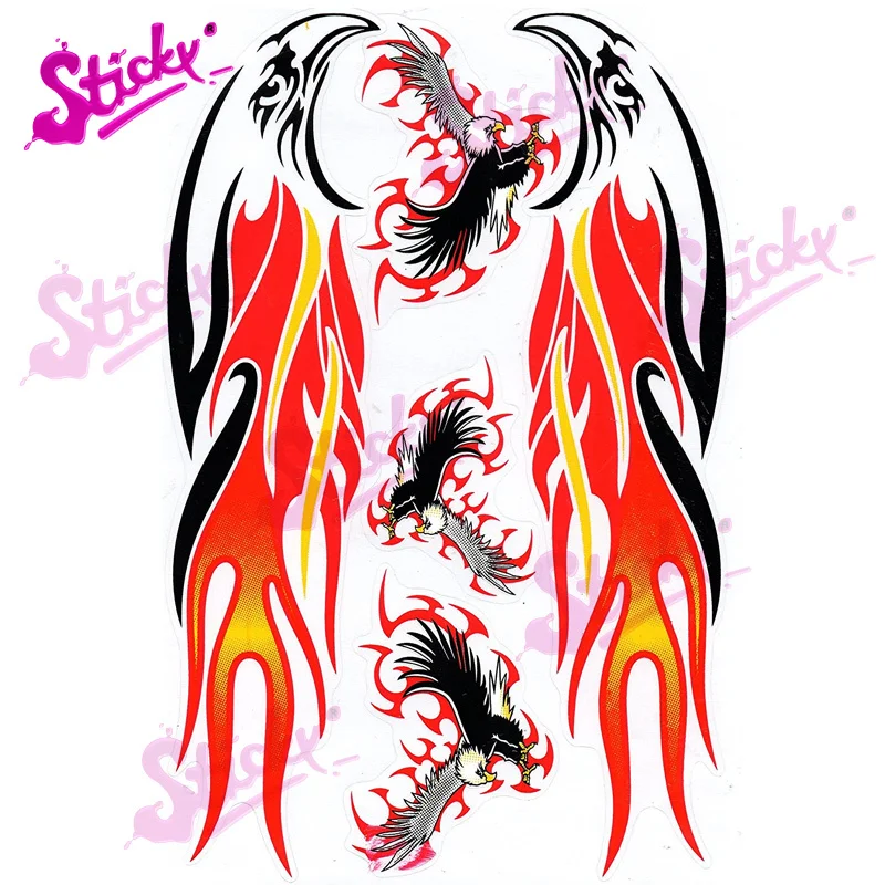 

STICKY Fire Flames Red Eagle Flame Sheet Racing Decal Sticker for Motorcycle Off-road Laptop Trunk Guitar Skateboard PVC