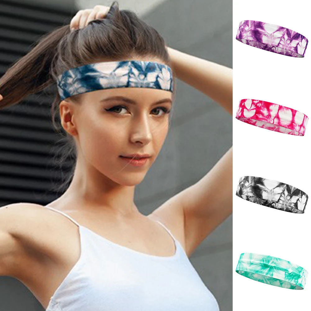 

Sports Headband for Men Women Sweat Absorbing Hair Band Tie Dye Elastic Sweatband Running Yoga Gym Fitness Head Sweat Band