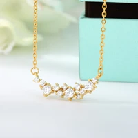 fashion crystal zircon charm necklace color pendant stainless steel chain for women wedding jewelry special gift femme bff