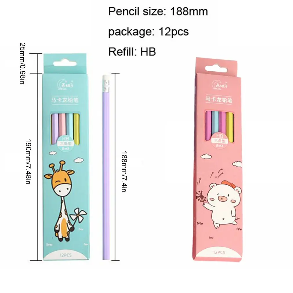 

Cartoon Boxed Pencils With Eraser School Office Stationery Holiday Prize Gift Student Writing Pencils HB Hardness