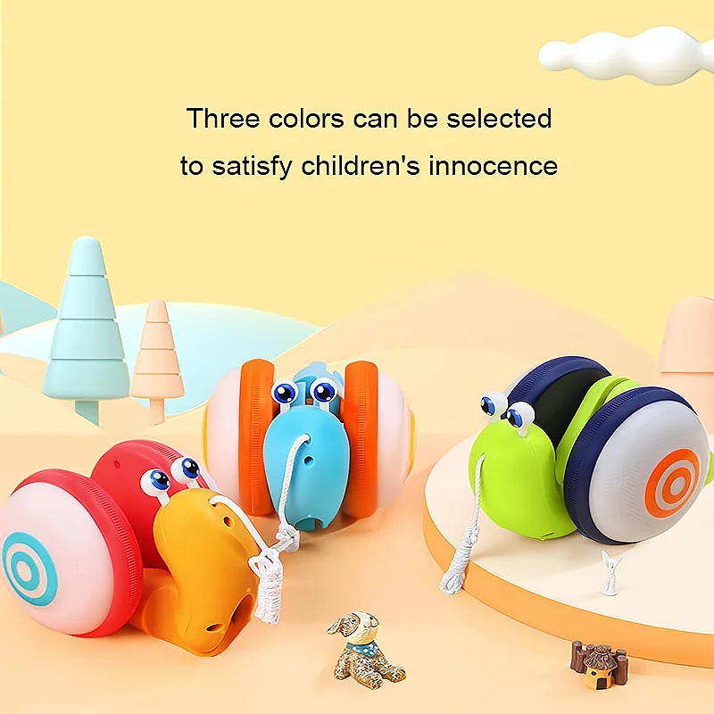 

New Children'S Rope Dragging Snail Toys Creative Popete Educational Fiber Rope Light Music Pull Cord Traction Baby Toddler Toys