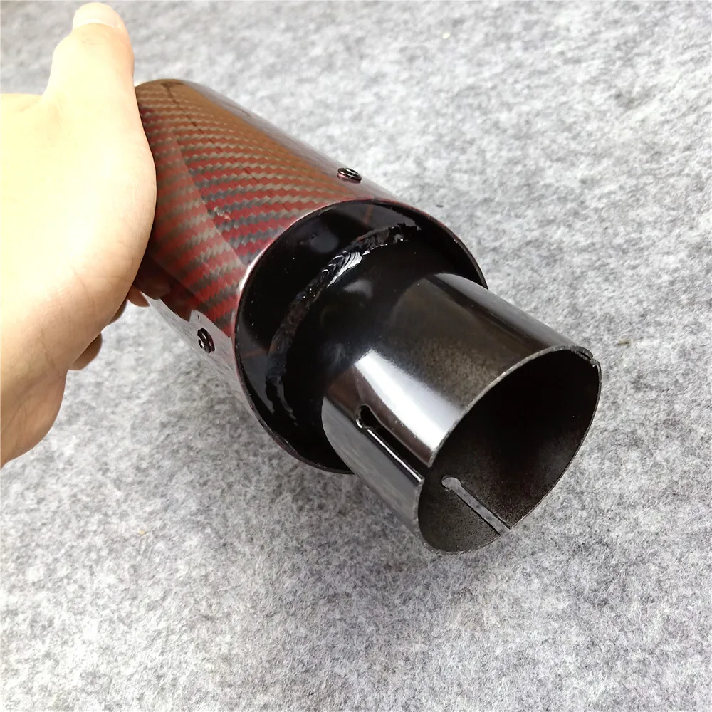 1 шт. глянцевый красный УГЛЕРОДНЫЙ глушитель овальной формы для стайлинга