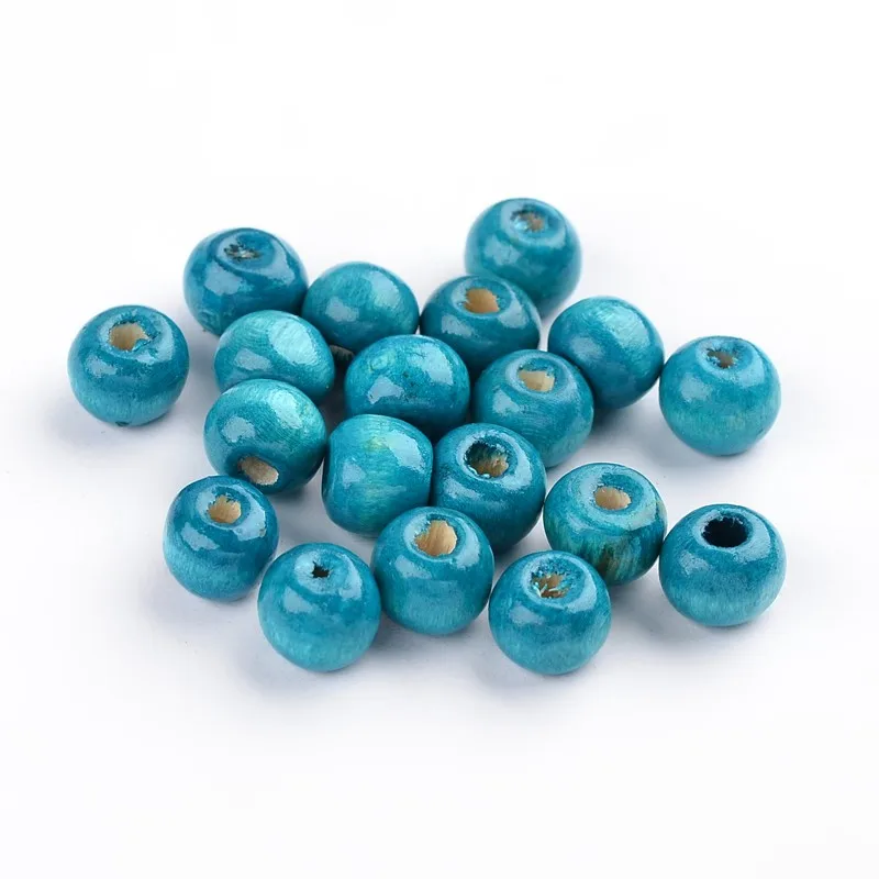 

200 pc Natural Wood Beads Rondelle Lead Free Dyed Deep Sky Blue Beads: 8mm in diameter hole:3mm