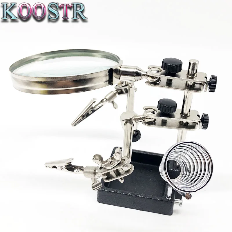 Регулируемая подставка для паяльника с 5 кратным увеличением и вращением на 360