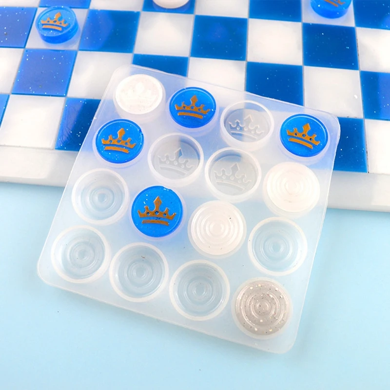 

2Pc DIY Checker Resin Mold Set International Chess Resin Mold Chess Board Mold J60E