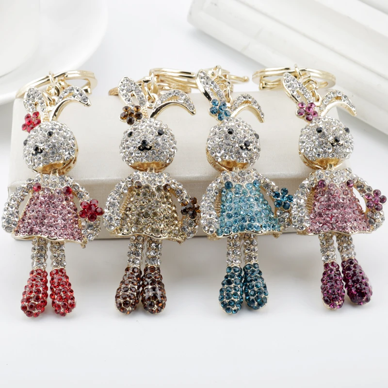 Милый длинный брелок в виде кролика стразы из сплава аксессуары подвеска для