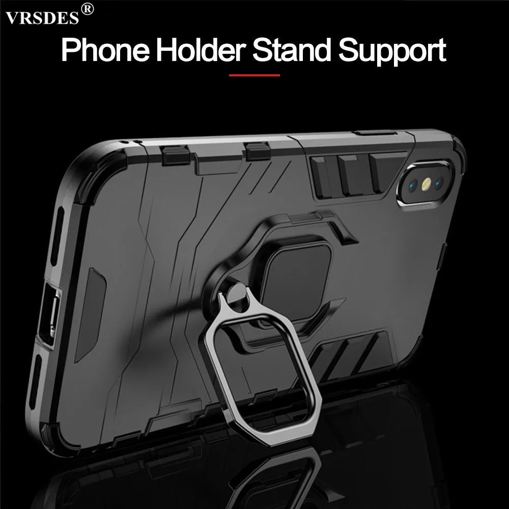 4 In 1 Shockproof Case For iPhone 8 7 6 6S Plus XS Max XR X For iPhone 5 5S SE 2 SE 2020 11 Pro Max Magnetic Phone Finger Holder