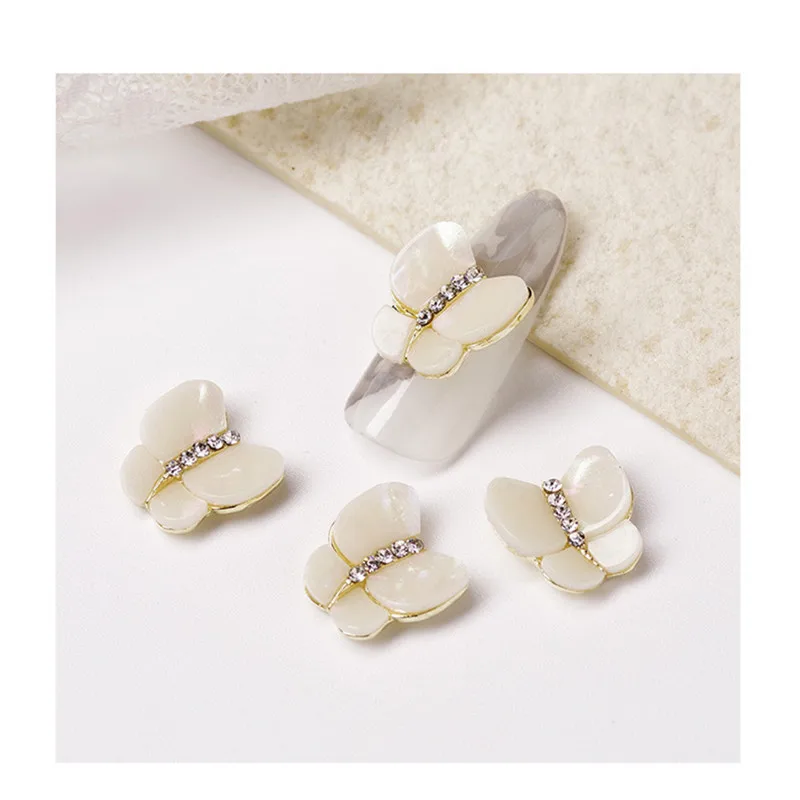 

2Pcs Nail Art Decoration Crystal Butterflies Flowers Diamonds 3D Manicure Accessory DIY Tips Manicure Tools