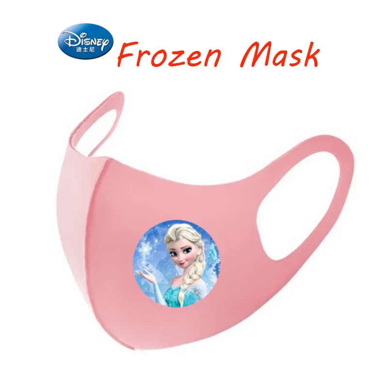 

2Pcs Disney Elsa Princess Masks Frozen Anna Adult Cartoon Masques Ice Silk Breathable Summer Washable Face Shield Mascarillas