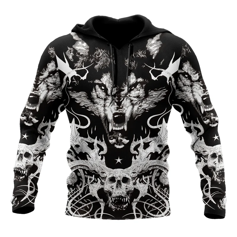 

Fashion Wolf Tattoo 3D printing autumn men's Hoodie men's and women's universal Hoodie Street dress jacket casual Hoodie