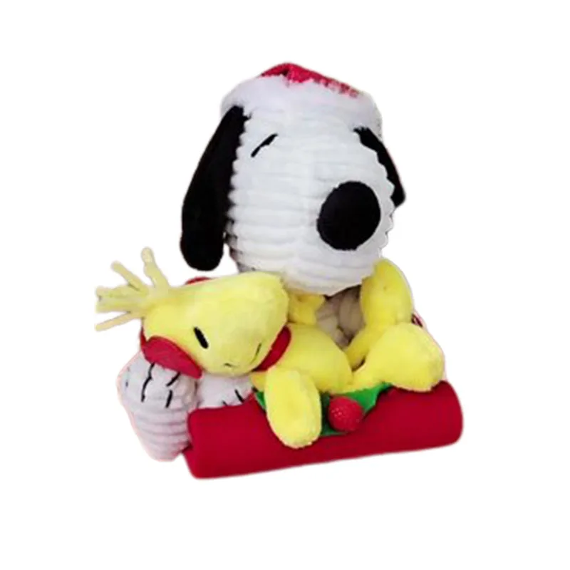 

New Kawaii Christmas Sled Music Snoopy Doll Black White Plush Toy Cute Lovely Dog Winter Limited Souvenir Children Friend's Gift