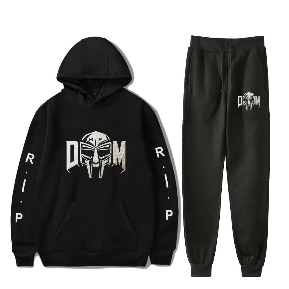 

2020 MF свитшот с надписью DOOM комплект из двух предметов Толстовка + штаны для бега модная уличная одежда американский рэпер хип-хоп для женщин ...
