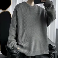hot sale %ef%bc%81mens korean fashion sweaters solid color o neck oversized knitted fall autumn winter clothes sweater for daily wear