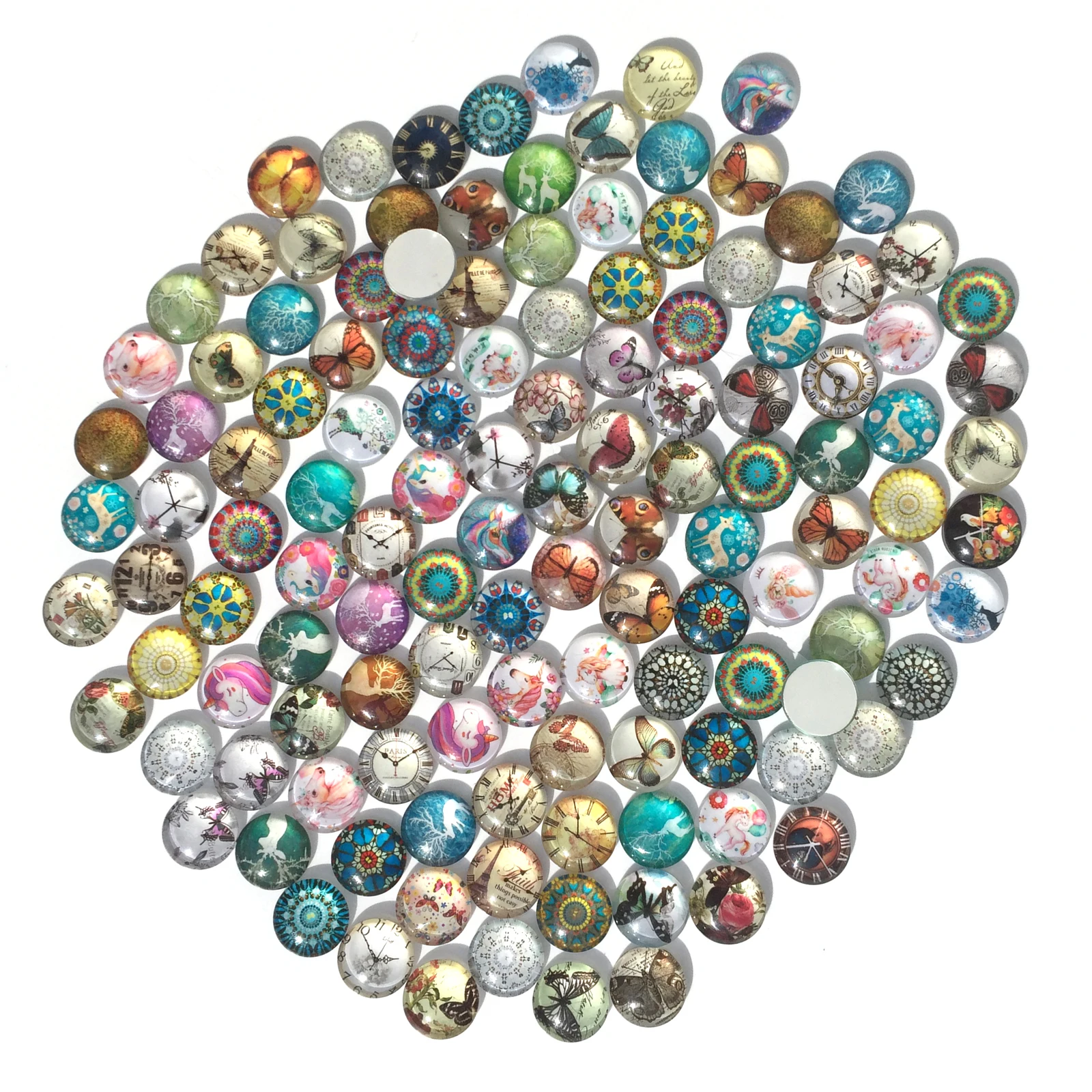 

(50pcs/lot) 20MM assort design round Cabochons,(mixed pictures,flat back) Glass Stones for Scrapbooking