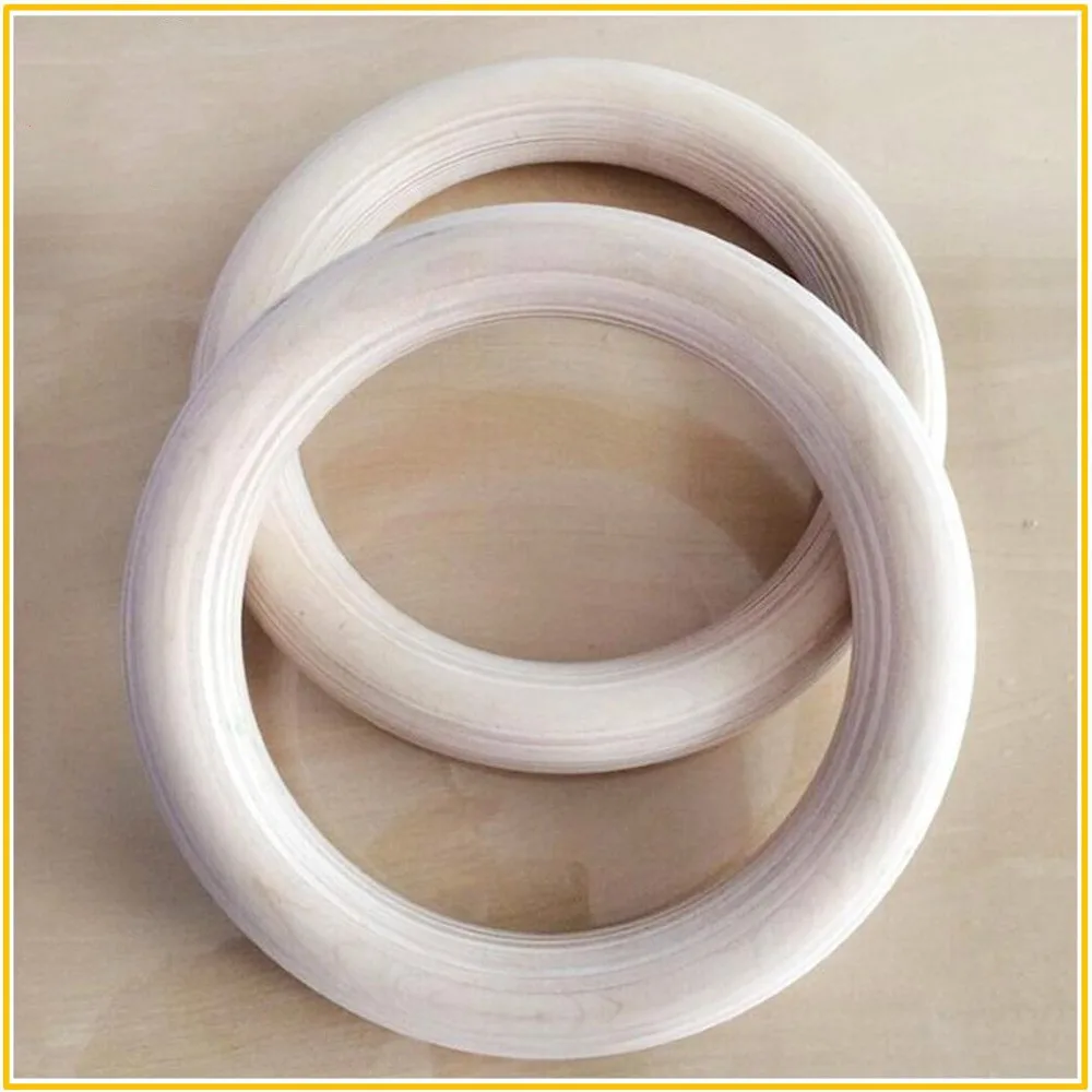 

Quality 2pcs/pairs Wood wooden ring 1.1"Portable Crossfit Gymnastics Rings Gym Shoulder Strength Home Fitness Training Equipment