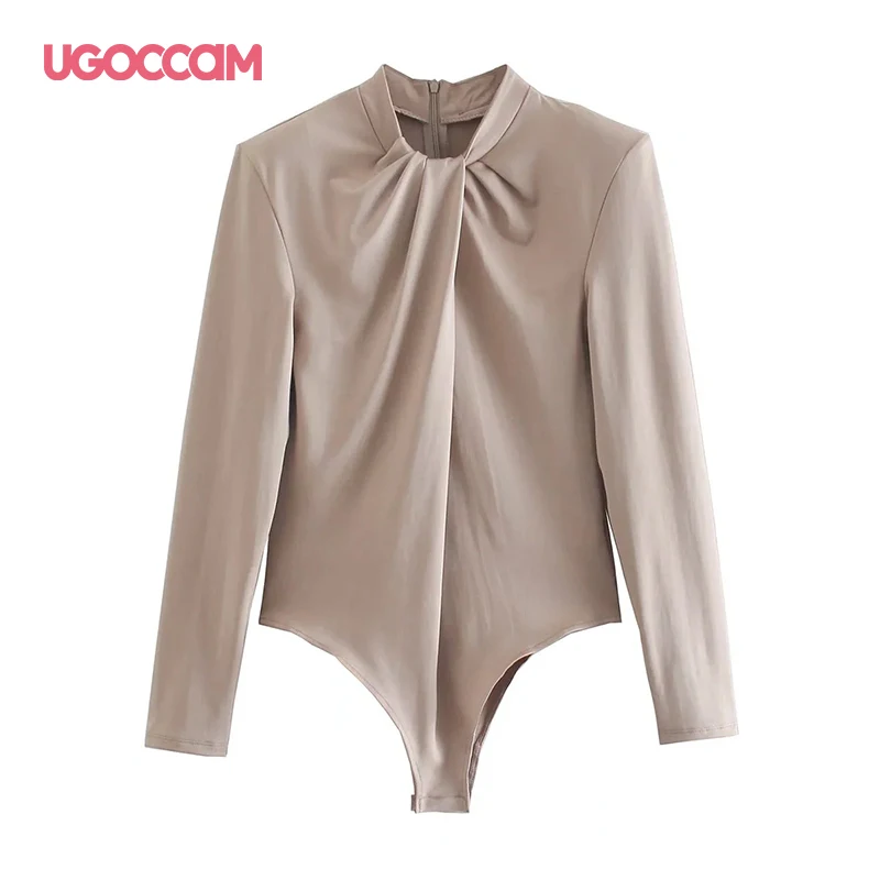 Женские Боди UGOCCAM модные комбинезоны с круглым вырезом украшенные узелком