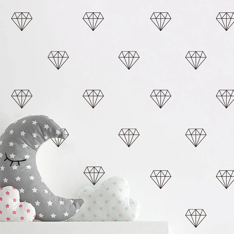 Черные Геометрические алмазные виниловые наклейки на стену съемные для детской