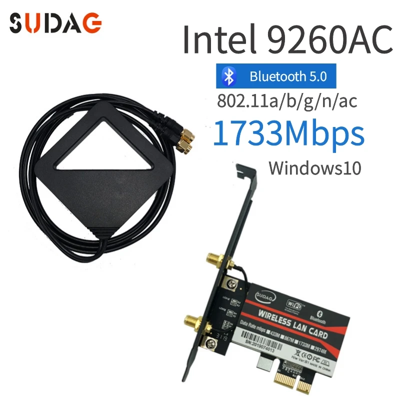 1,73 Гбит/с Беспроводная сетевая Wi-Fi карта 9260NGW NGFF для Intel ac 9260 2,4 г/5 ГГц 802.11ac Wi-Fi Bluetooth 5,0 для ноутбука Windows 10