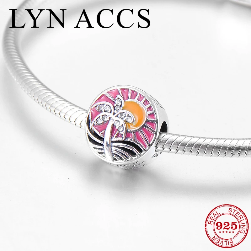 Женские бусины из стерлингового серебра 925 пробы с прозрачными фианитами